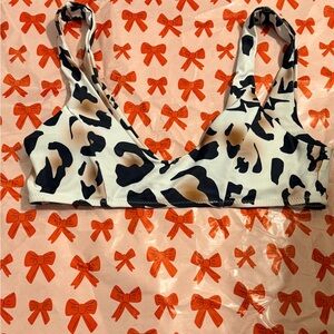 SHEIN Black and White Animal Print Bikini Top